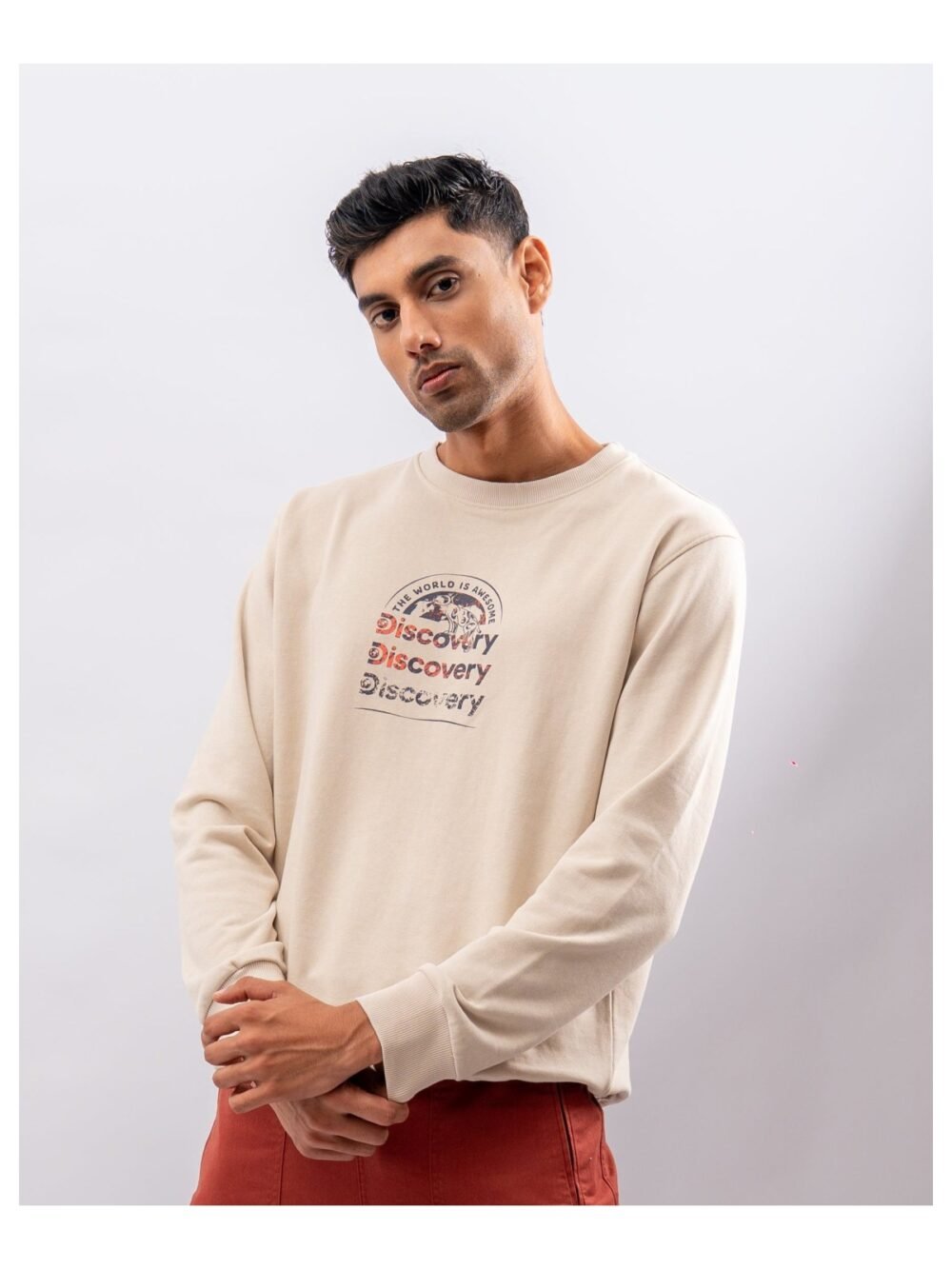 DISCOVERY Men’s Nomad Shell Sweatshirt in Ivory Mist — DCYPHR