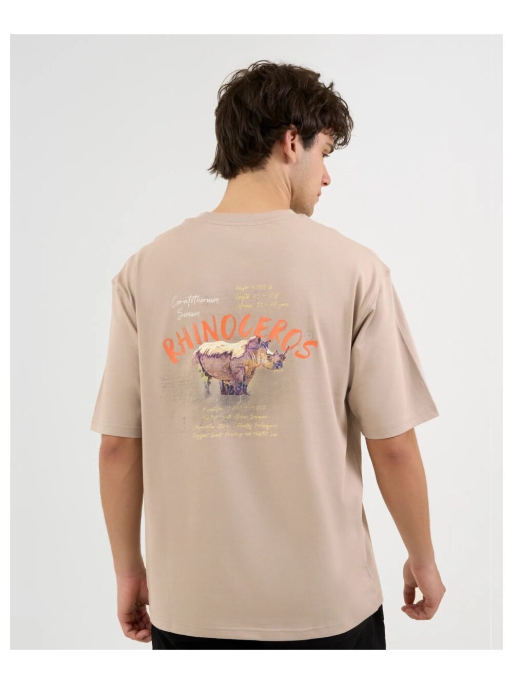 DISCOVERY Men's Rhinoceros Graphic Tee in Dune Earth — DCYPHR