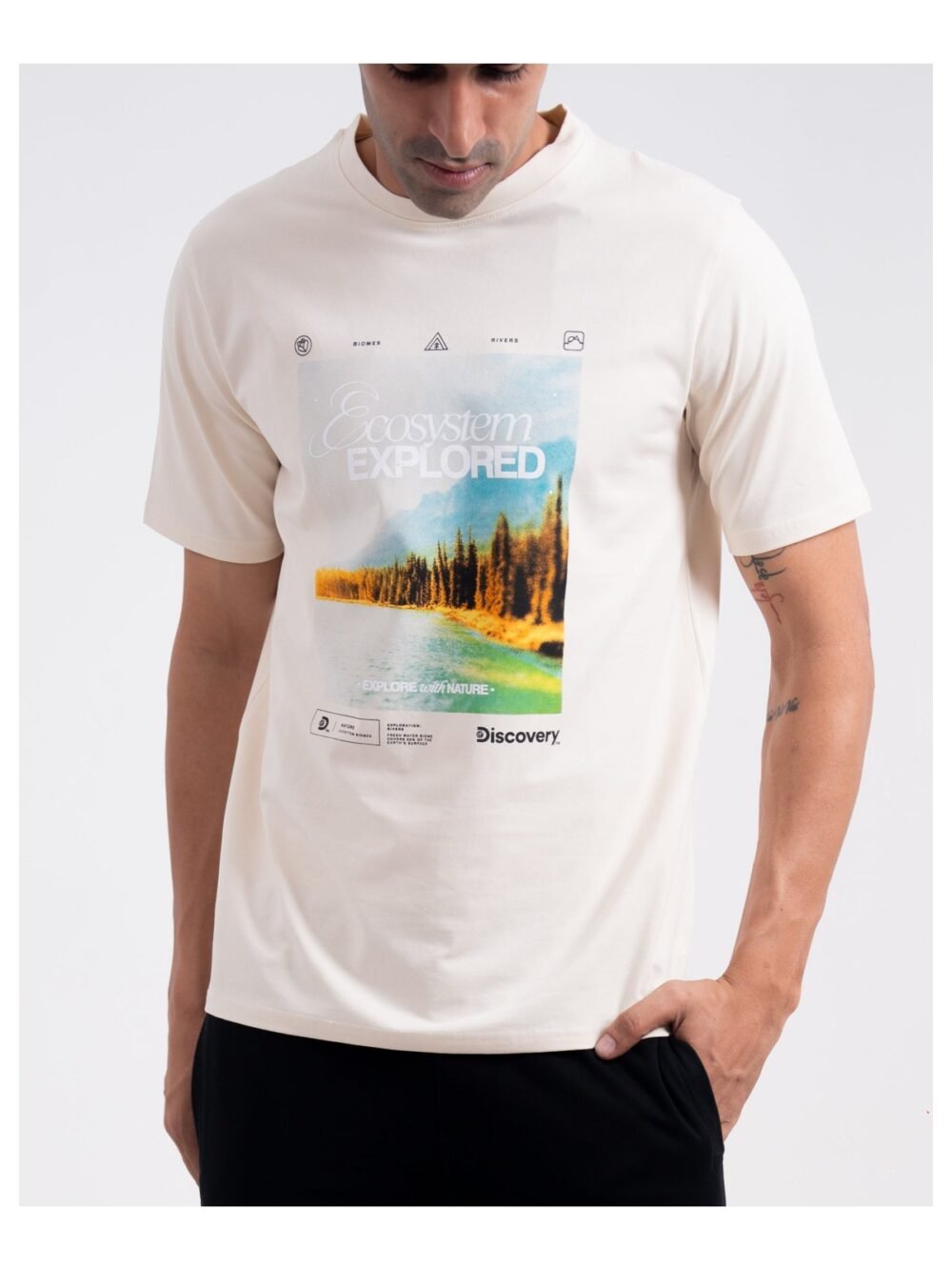 DISCOVERY Men's River Ecosystem Graphic Tee in Bone White — DCYPHR